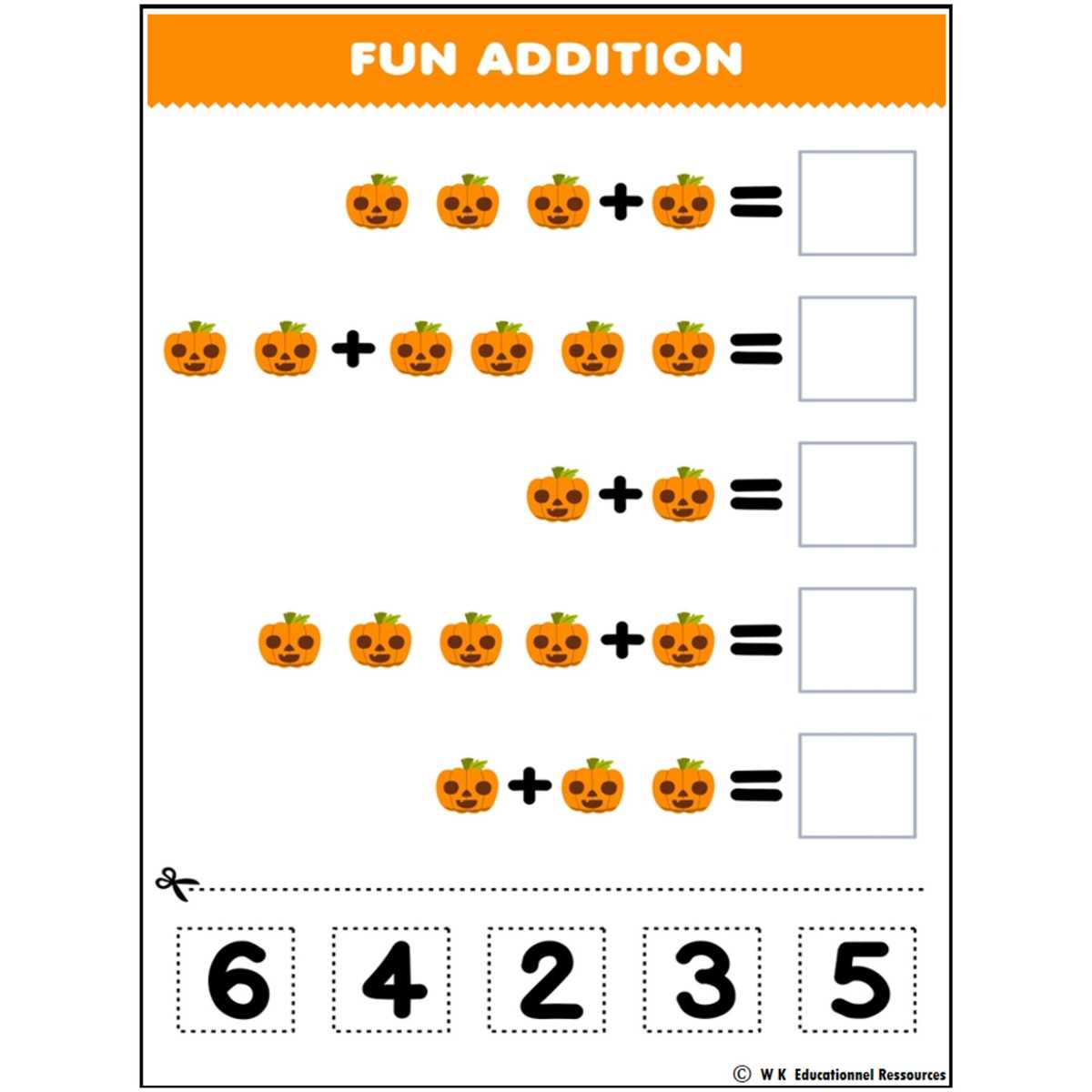 halloween math addition worksheets