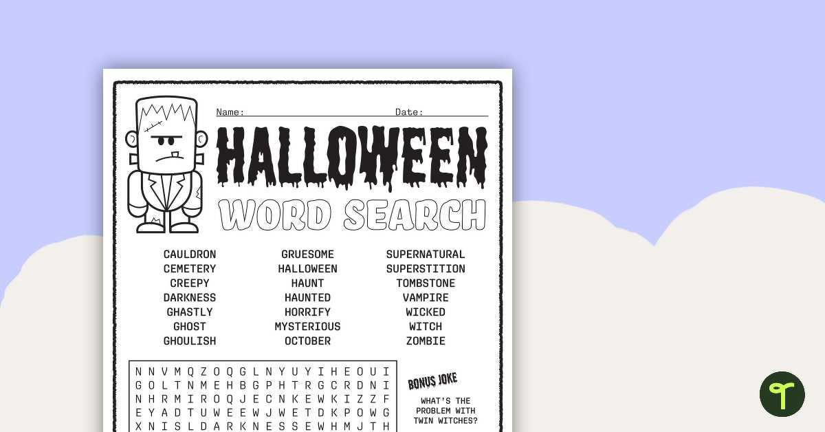 halloween vocabulary worksheet