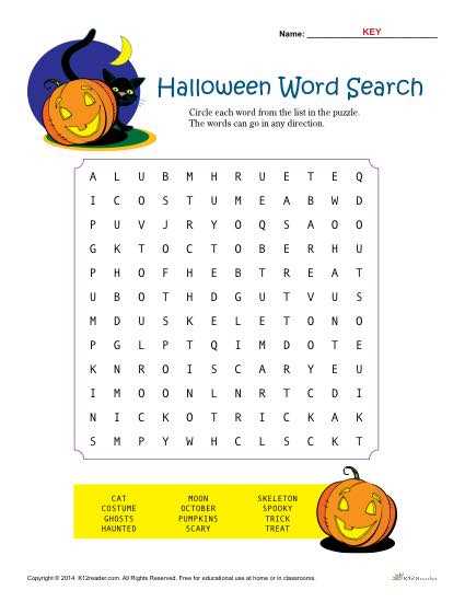 halloween word search worksheets
