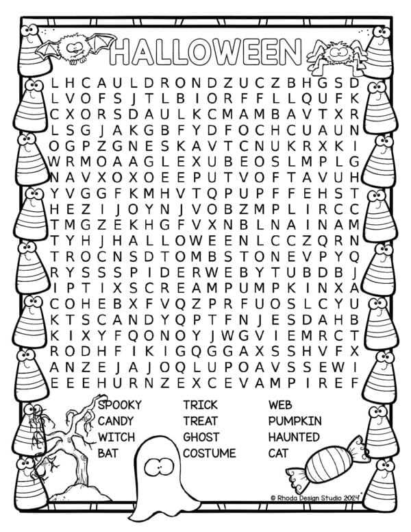 halloween word search worksheets