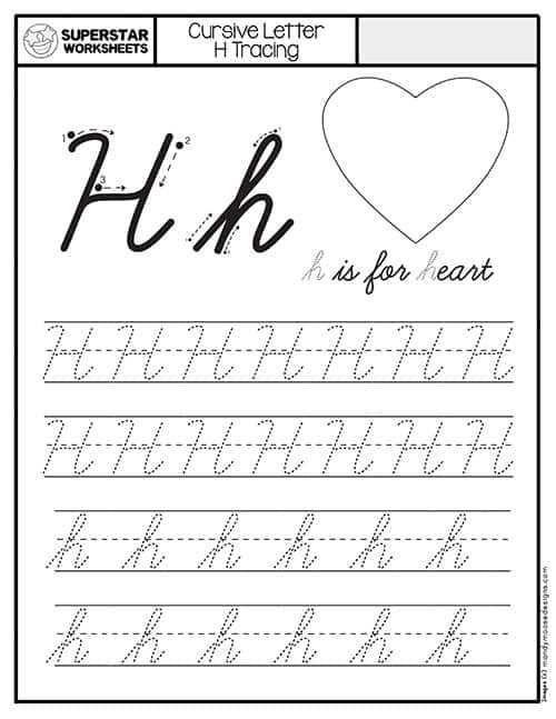 worksheet of letter h