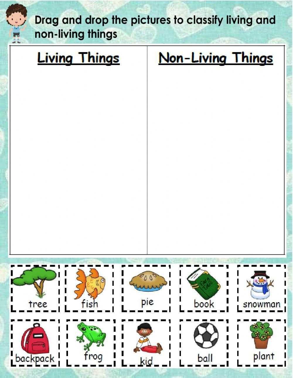 living nonliving things worksheet