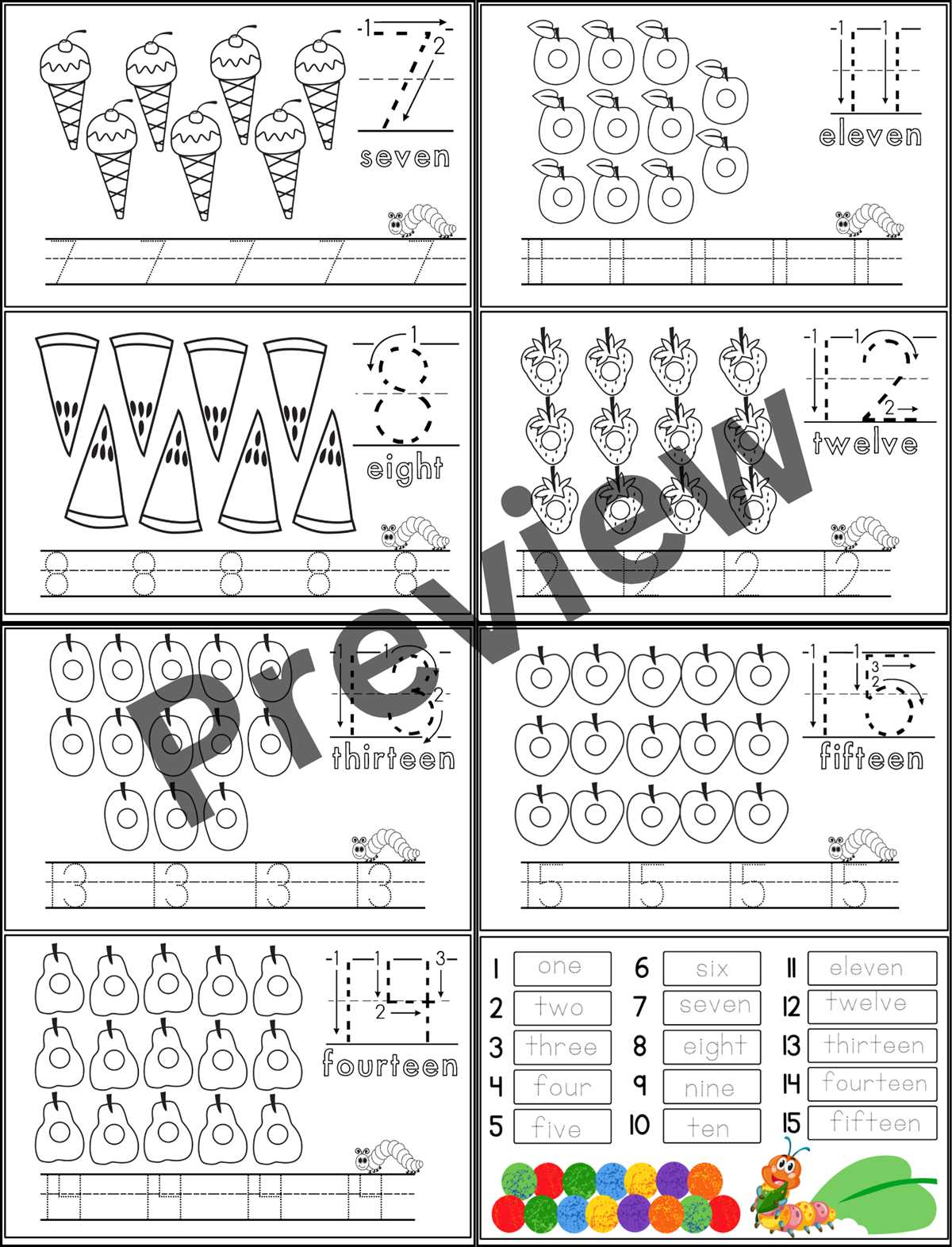 count and write 1 to 15 worksheet