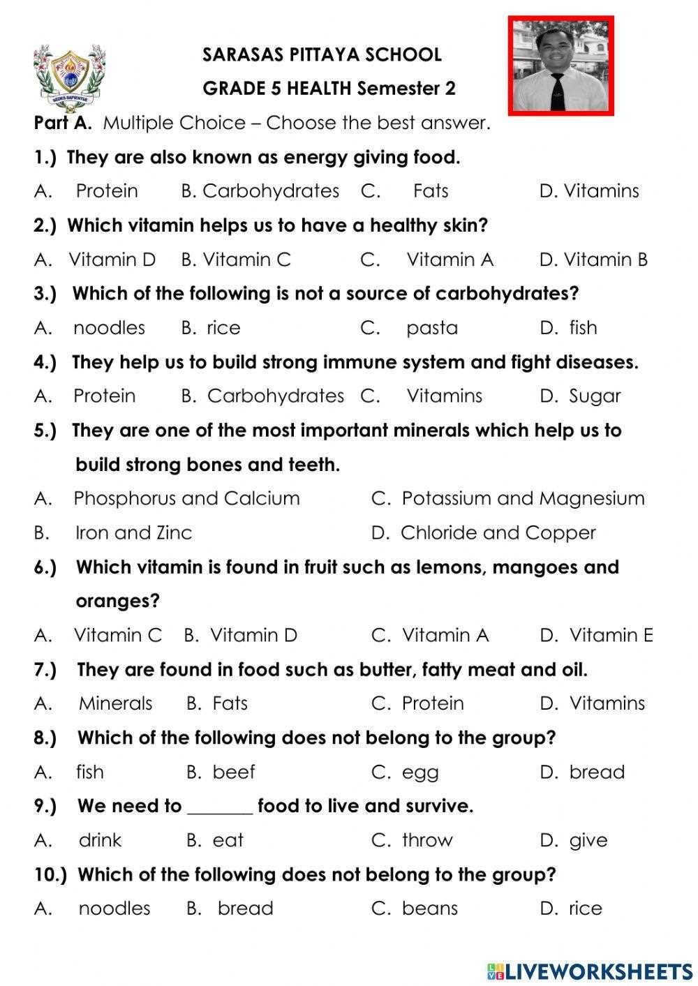 health class worksheets
