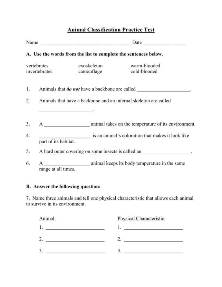 classify vertebrates and invertebrates worksheets classify vertebrates and invertebrates worksheets