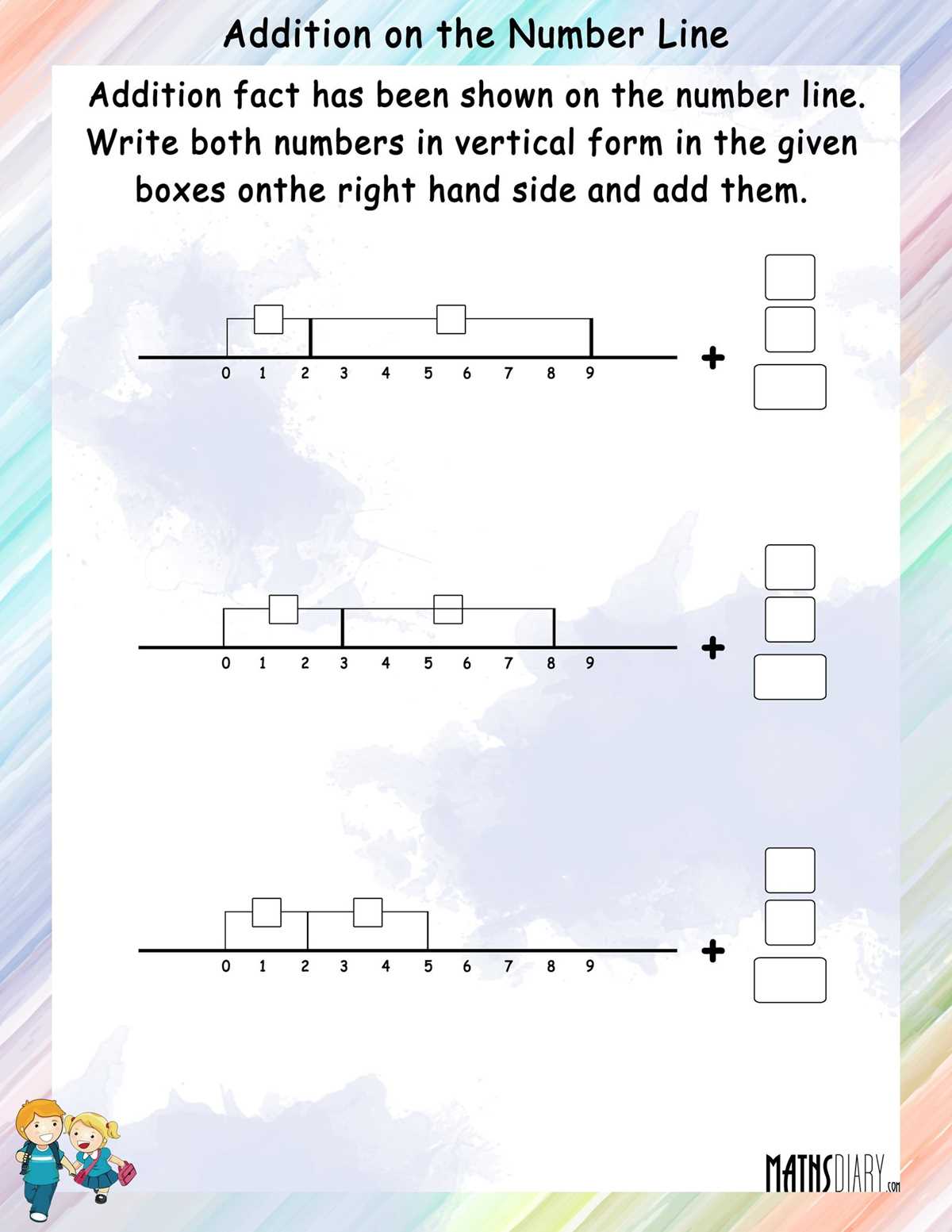 addition worksheets number line