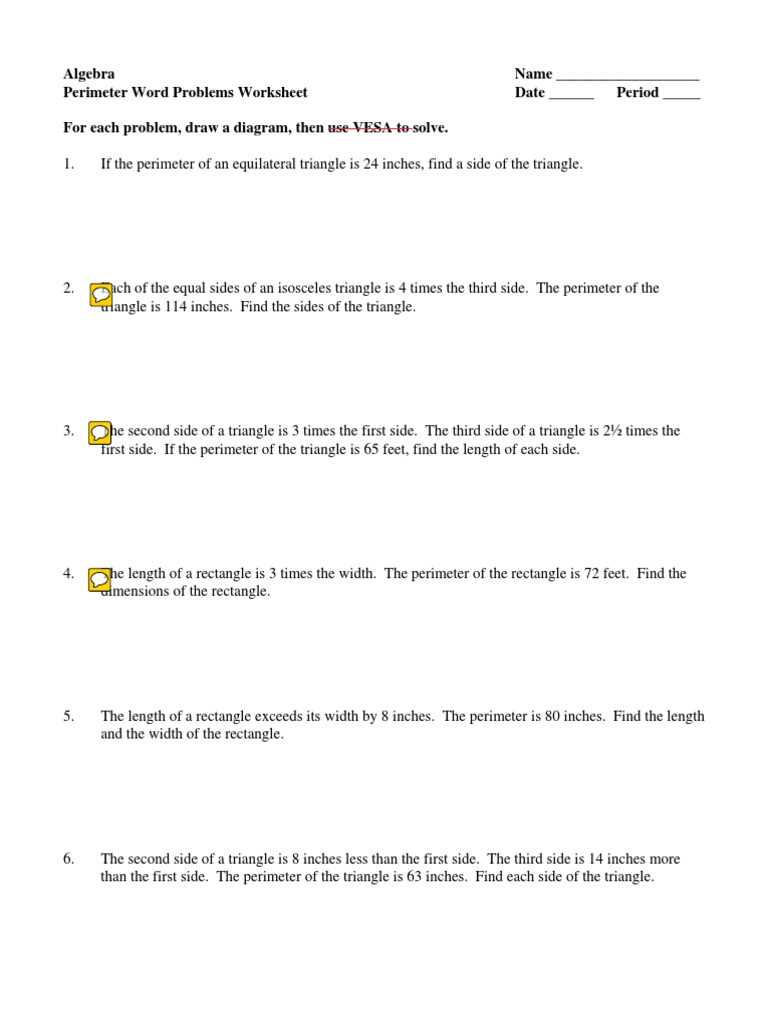 perimeter worded problems worksheet