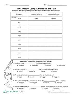 er and est worksheets