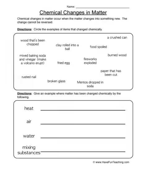 chemical reaction types worksheet