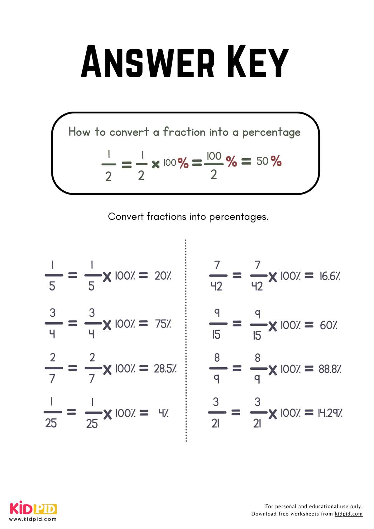 convert percentage into fraction worksheet convert percentage into fraction worksheet