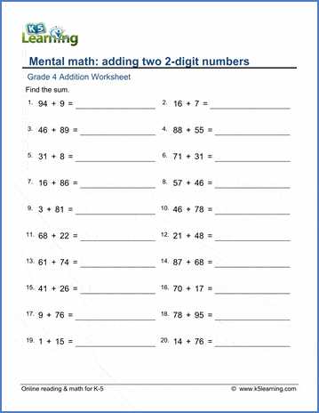 double digit addition worksheet