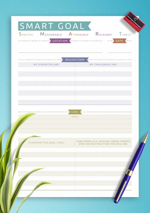 printable smart goal worksheet