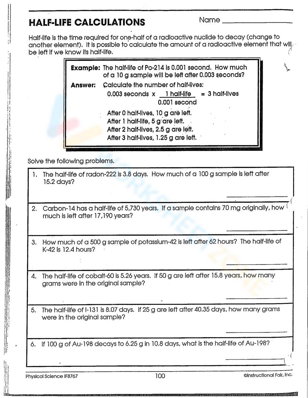 half life graph worksheet half life graph worksheet