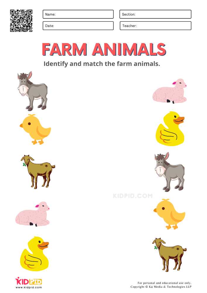 farm animals worksheet for preschool