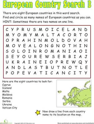 country worksheets