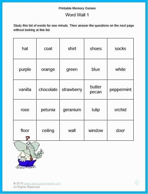 endless memory 60 minutes worksheet