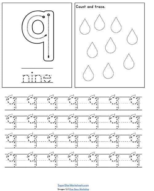 number nine worksheet