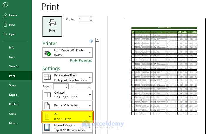 how to print an excel worksheet