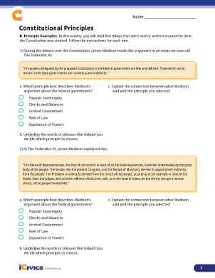 principles of the constitution worksheet