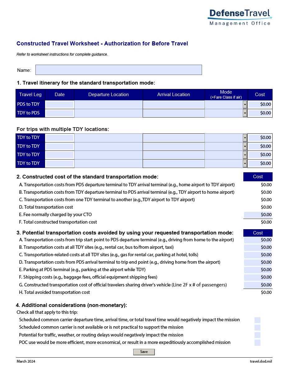 dts constructed travel comparison worksheet