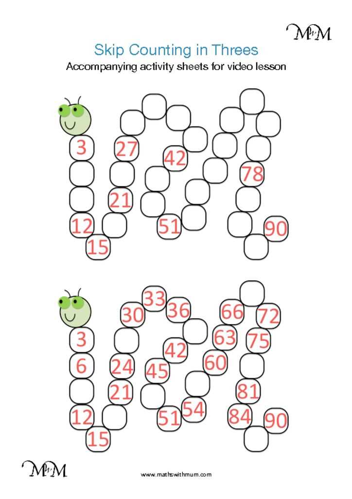 counting in threes worksheet