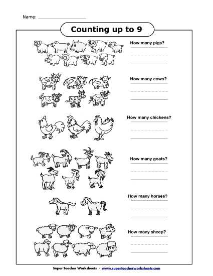 count animals worksheet