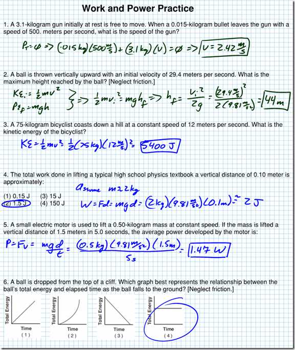 calculating power physics worksheet