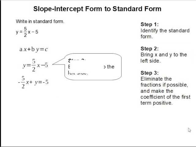converting equations to slope intercept form worksheet