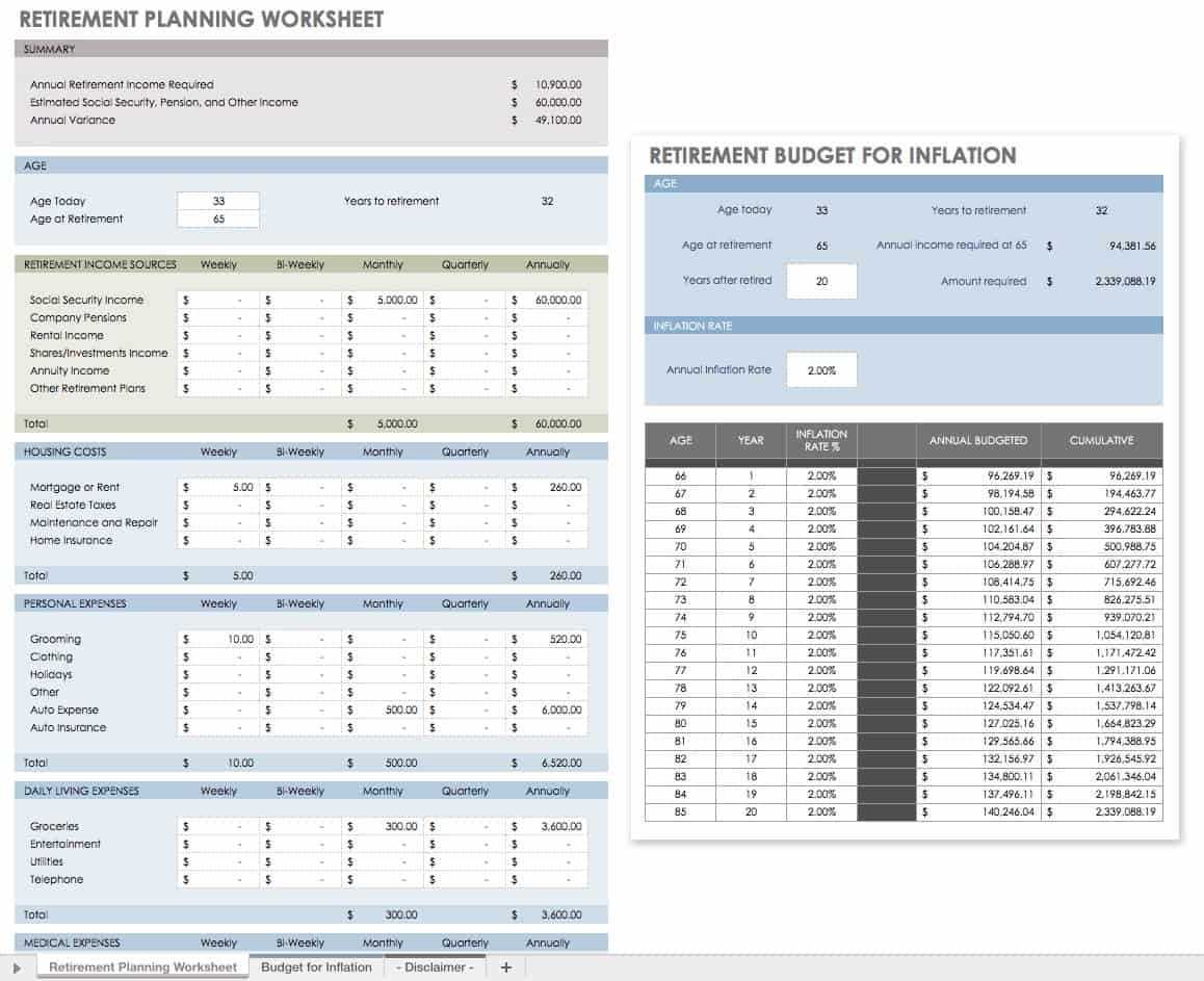 financial planning worksheet