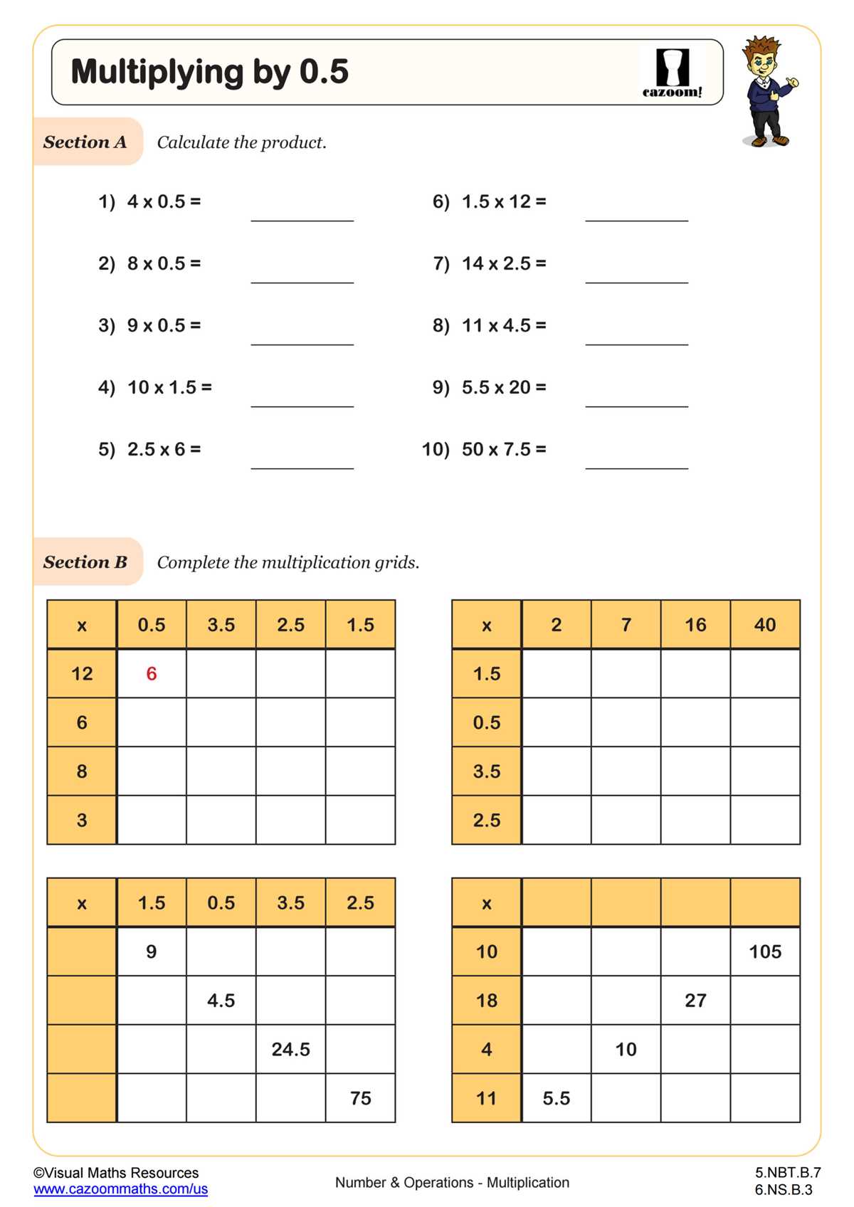 multiplying by 5 worksheet