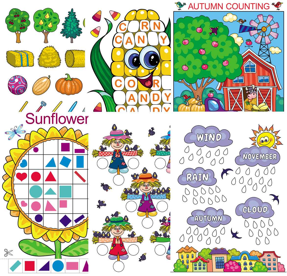 fall season worksheets kindergarten