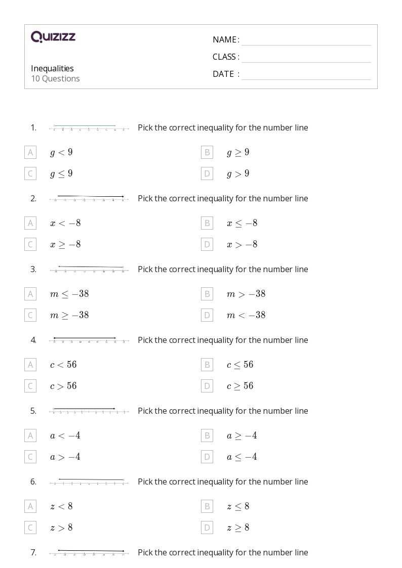 inequality worksheets