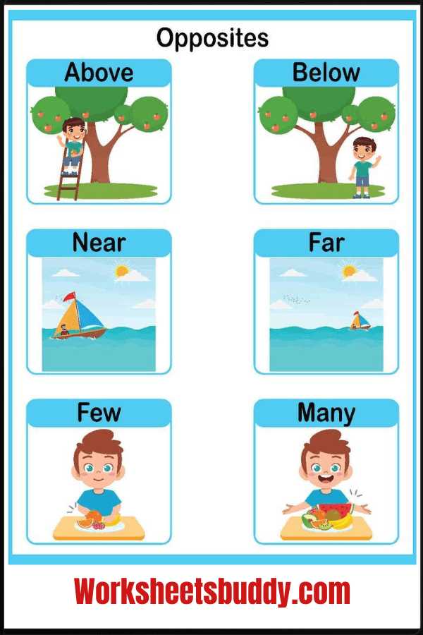 opposites worksheets for kindergarten