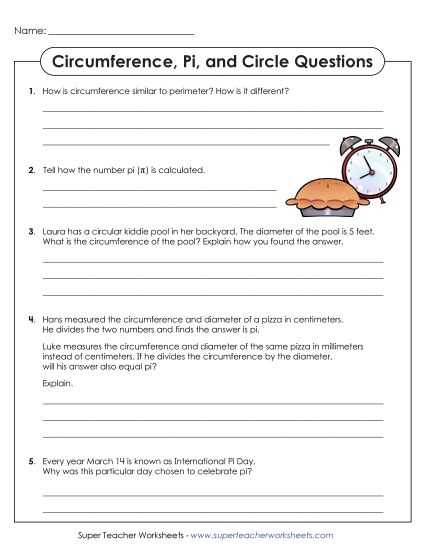 circumference and area of a circle worksheet