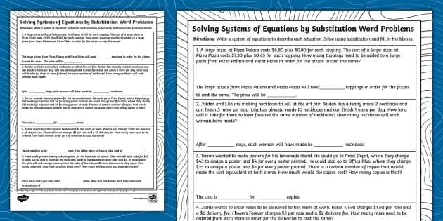 equivalent systems of equations worksheet
