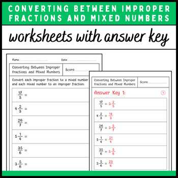 changing mixed fractions to improper fractions worksheets
