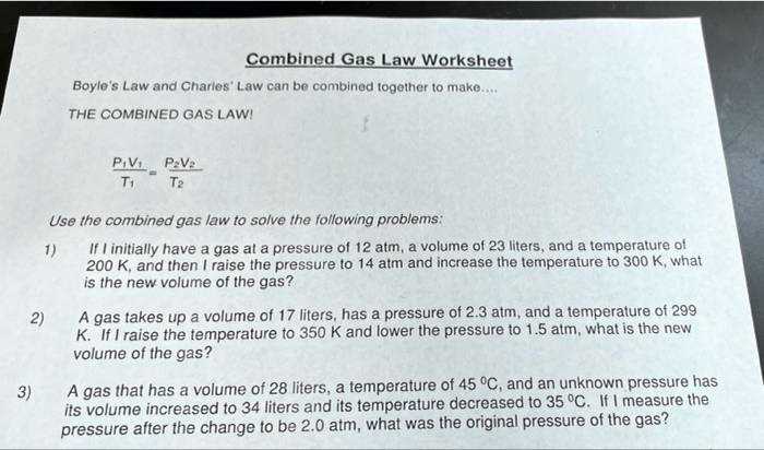 ideal gas law problems worksheet
