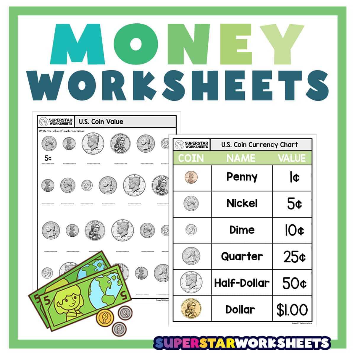 identify coins worksheet free