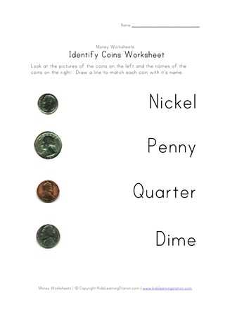 identify money worksheet
