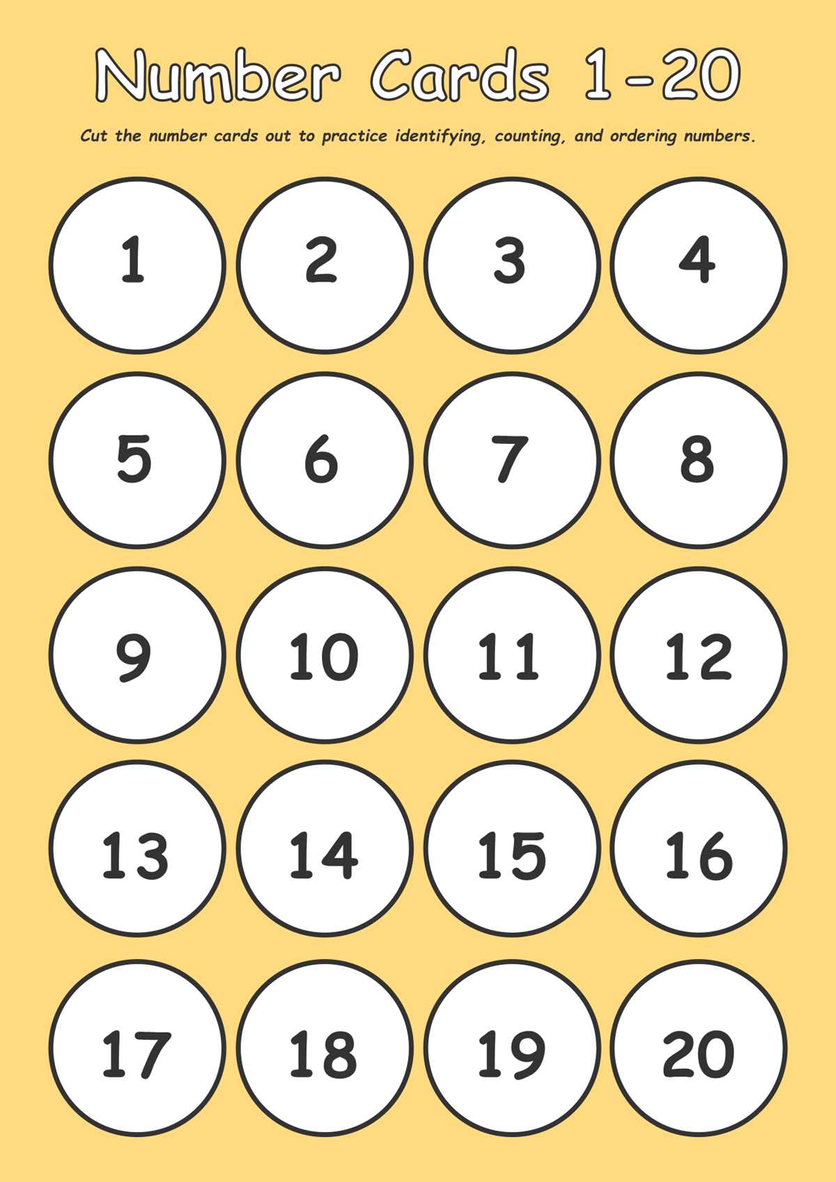 identifying numbers 1 20 worksheets