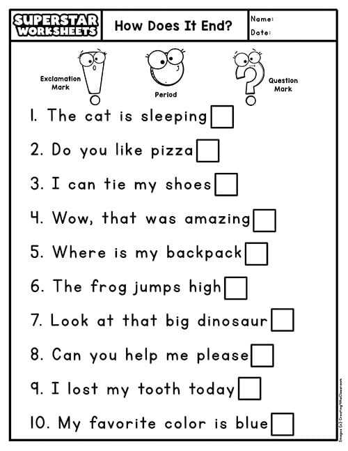 capitalization and punctuation worksheets