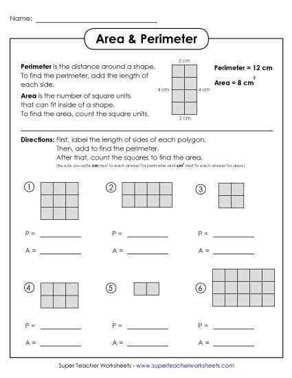 area circumference worksheet