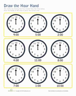time worksheets to the hour