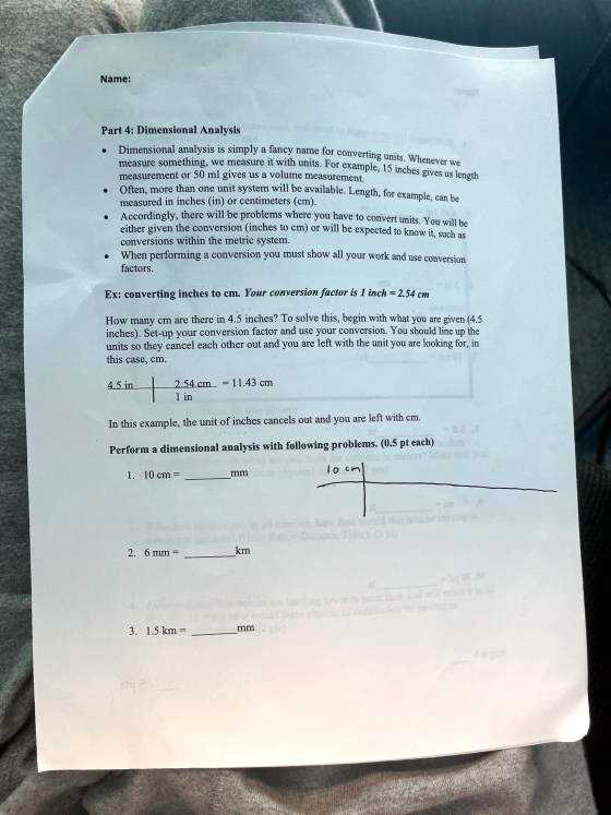 dimensional analysis and conversion of units worksheet