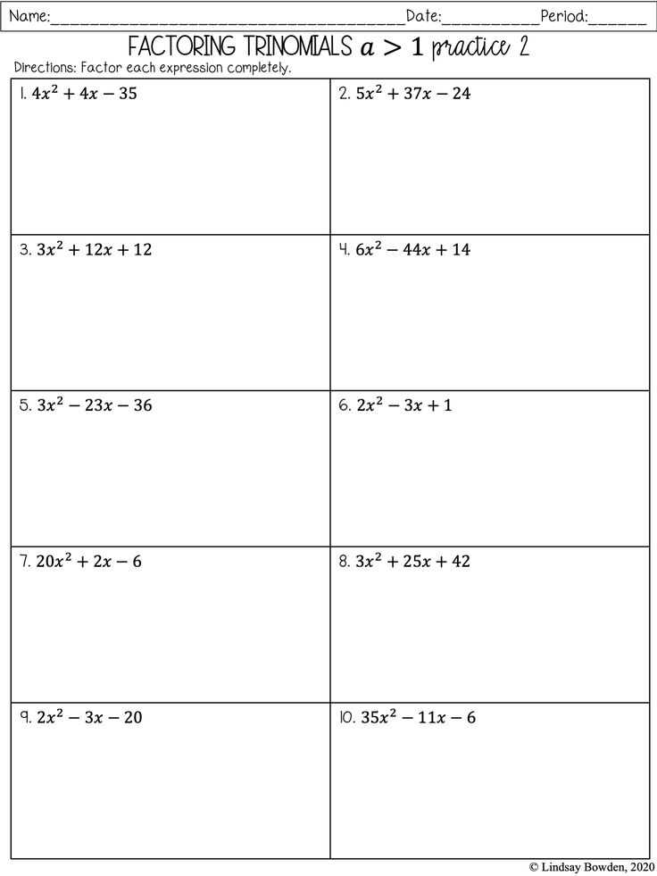 factorization by grouping worksheet