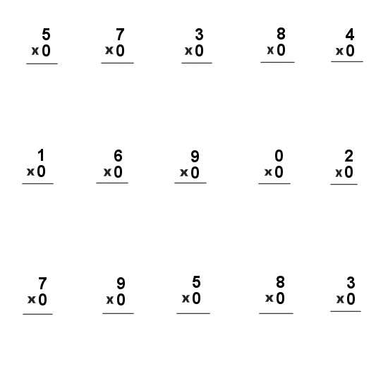 multiplying with zeros worksheet