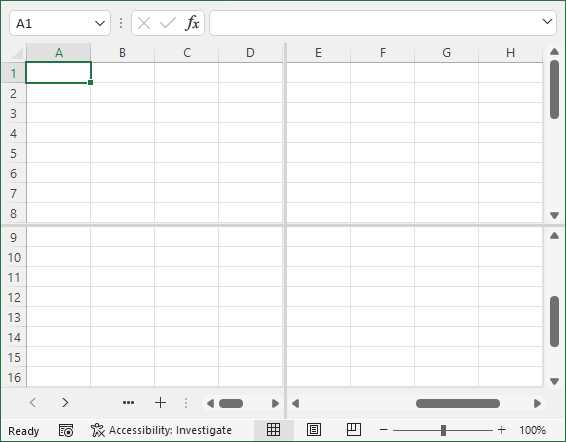 split the worksheet into panes