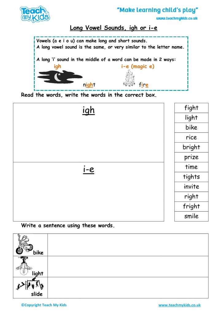 igh worksheets