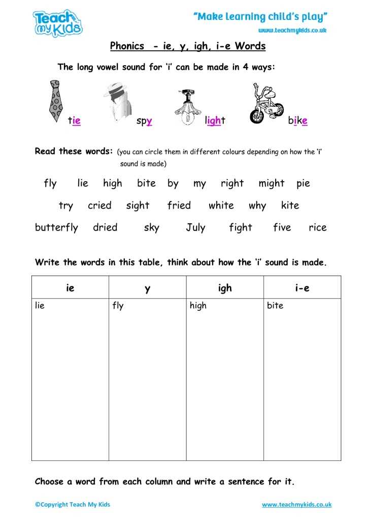 igh worksheets