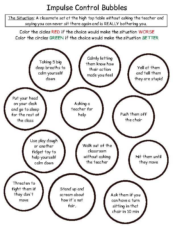 free printable impulse control worksheets printable free printable impulse control worksheets printable